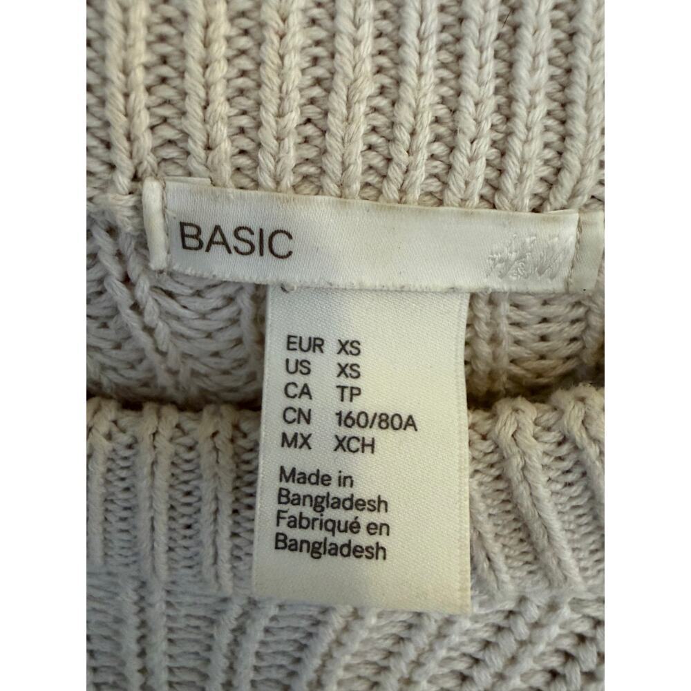H&M Basic Beige Chunky Knit Sweater Crewneck Size XS Cozy Neutral Pullover - Picture 3 of 6